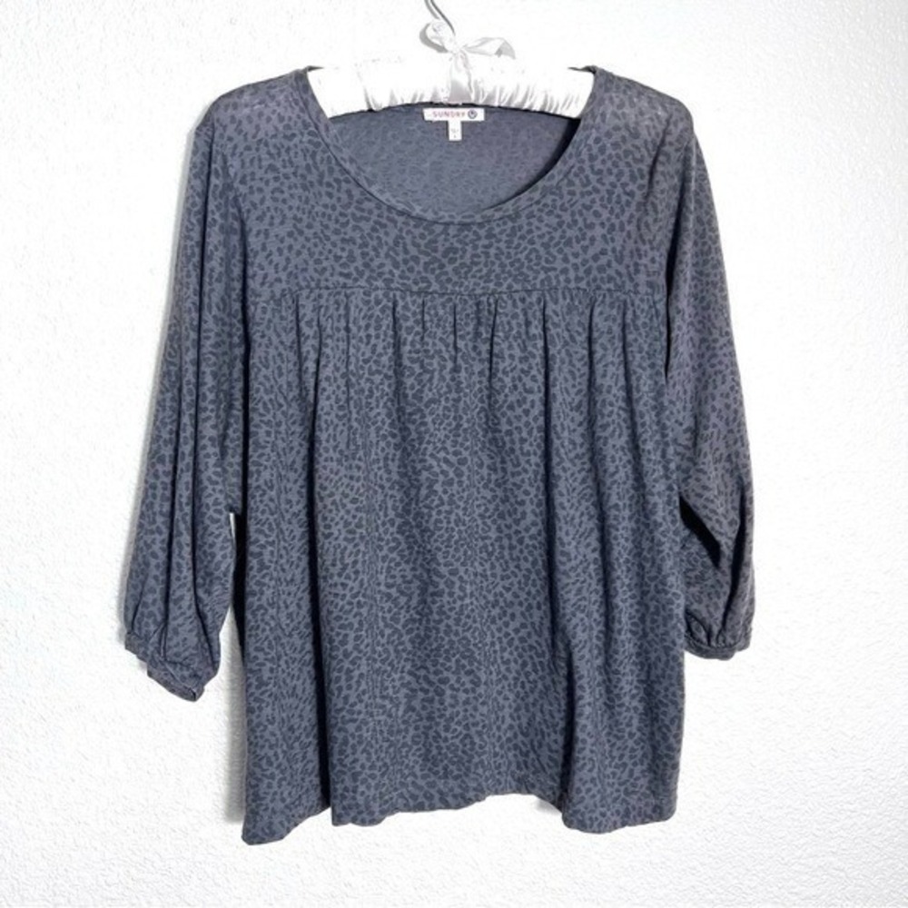 Sundry Leopard‎ Print Pima Cotton Top Womens Small Comfy Relaxed Classic Preppy